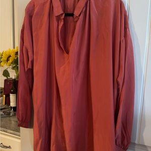 Burberry 100% silk Salmon Pink one button Shirt